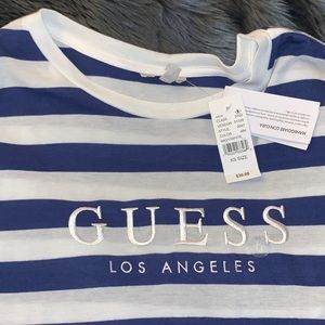 Blue and white striped guess t-shirt